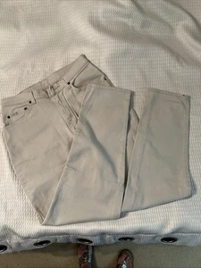 Lee Women's Original High Rise Taper Leg Jeans Beige Twill Cotton made USA 12M - Picture 1 of 24