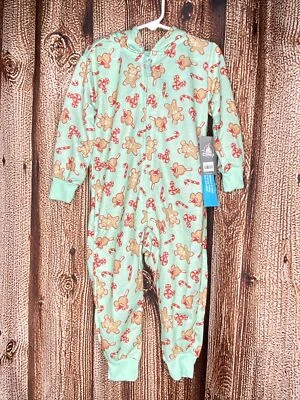 Disney Mickey Holiday Christmas Treats Hooded Romper Pajamas One Piece Size 3 - Image 1 of 4