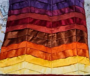 2pc Pier One 1 Toss Pillow Covers Orange Purple Yellow Velvet Stripes 18”x18"