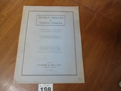 THOMAS TOMKINS 15 Dances / Stainer & Bell Ltd. / R.M.A Tercentenary Score - Image 1 of 4