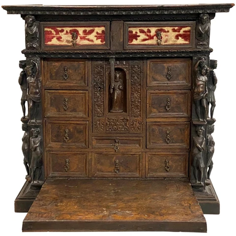 17th Century Spanish Burled Walnut Vargueno or Collectors Cabinet Cover