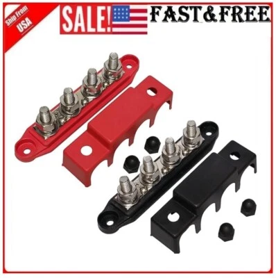 3/8" 4 Stud Bus BAR Power Distribution Block for Marine Battery Terminals, 12v - Image 1 of 4