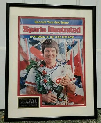 Pete Rose signed full Sports Illustrated Magazine SPORTSMAN OF THE YEAR framed - Image 1 of 4