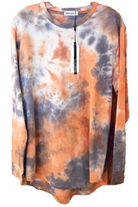 Kuegou Long Sleeve Orange & Grey Cotton Tie Dye Sweatshirt Pullover Men's Large - Picture 1 of 5