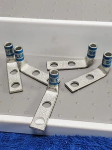 6 AWG Blue Die 24 Huya 90° Grad 2-Loch Kompressionslaschen 1/4 Bolzen (5 Stück) - Bild 1 von 4