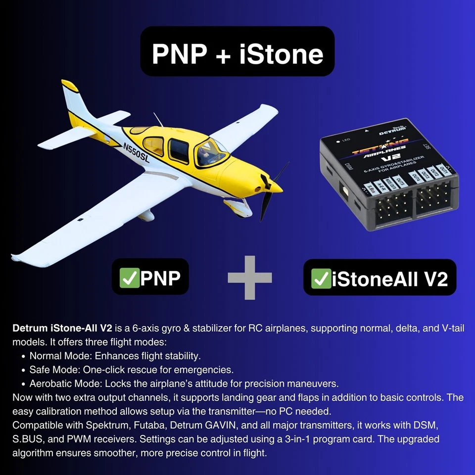 Dynam Cirrus SR22 V3 Trainer 3S/4S Yellow RC Beginner Scale Plane 1.4m w/ Flaps - Image 1 of 4