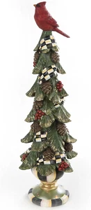 Weihnachten Kardinal Baum Figur mit höfischer Karogirlande, Ferienhaus Deko, - Bild 1 von 6