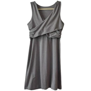 ATHLETA Adrianna Heather Gray Jersey Knit Sleeveless Faux Wrap Dress   Sz M - Picture 1 of 8