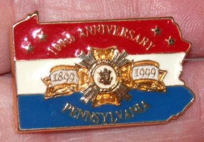 Pennsylvania 100th Anniversary Lapel Pin - 1.25" Red White Blue 1999 Hat Enamel - Image 1 of 4