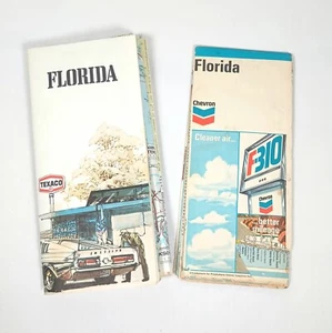 2 VINTAGE 1970s Early FLORIDA Vacation Road Trip Maps Travel Souvenir Lot - Picture 1 of 18