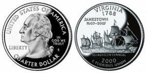 2000 P D & S VIRGINIA STATE QUARTER In Mint Cello + PROOF (VERY NICE COINS) - Picture 1 of 3