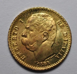Token 50 Lire 1884 Umberto I Small Coin Gold 8 KT Ozt. 0.0108 - Picture 1 of 2