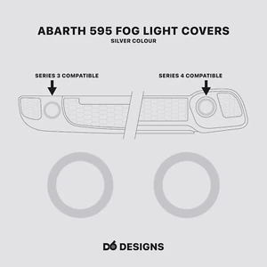 Abarth Fog Light Trim Covers / Surrounds | 595 Series 3 & 4 | Silver - Picture 1 of 2