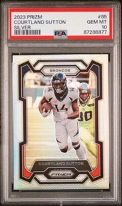 2023 Panini Prizm SILVER Prizm #85 Courtland Sutton graded PSA 10 Gem Mint Pop 1 - Picture 1 of 1