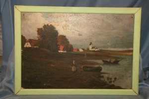 Gemälde H/Karton alte englische Malerei am Meer signiert P.Dieball **. - Bild 1 von 9