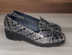 Sesto Meucci Womens Size 8.5 M Black Gray Loafers Shoes Slip On Flats Weave Shoe - Picture 1 of 8