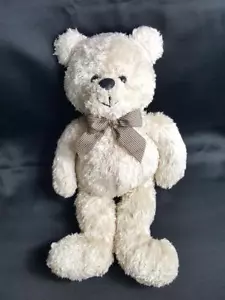GMA Accessories 17" Plush Beige Teddy Bear w/ Checkered Bow EUC - Picture 1 of 4