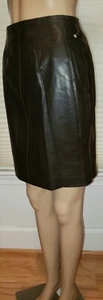 MAXIMA FOR NEIMAN MARCUS BLACK ITALIAN LEATHER SKIRT-NEVER WORN- EXCELLENT - Picture 1 of 11