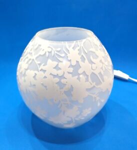 IKEA Knubbig 7” White Table Lamp Cherry Blossoms Frosted Glass Globe