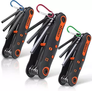 25-Piece Folding Allen Key Set - 3-Pack SAE & Metric Hex Key, Torx Star Key Set, - Picture 1 of 12