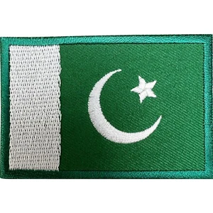 Pakistan Flag Patch Iron Sew On Crescent Moon Five Point Star Embroidered Badge - Picture 1 of 1