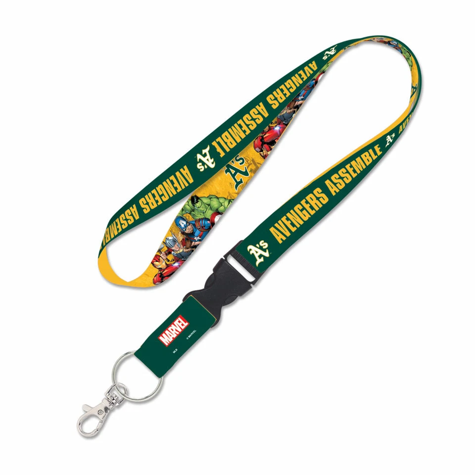 OAKLAND A'S MARVEL AVENGERS KEY CHAIN LANYARD DETACH BUCKLE 1" W 22" L   - Image 1 of 1
