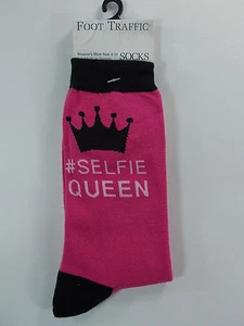 NWT Foot Traffic Women's Novelty Socks SELFIE QUEEN - Great Gift Idea - Picture 1 of 3