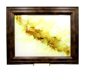 Original Alcohol Ink painting framed 15"x12" Sandy Ash Designs Abstract Art NEW - Picture 1 of 12
