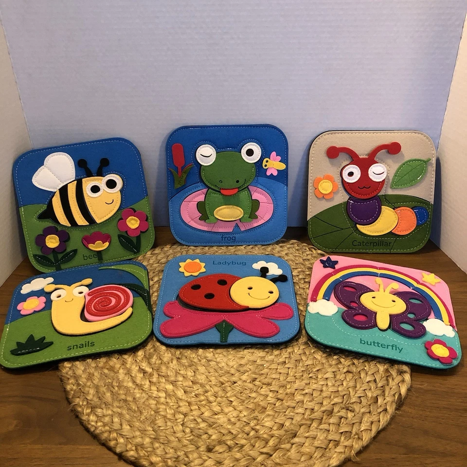 5er Set Filz Ruhe Buch Puzzle Lernen Montessori Puzzles Tiere - Bild 1 von 4