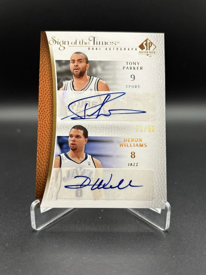 2007-08 UD SP Authentic Tony Parker Deron Williams Sign Of The Times Auto #21/50 - Image 1 of 2