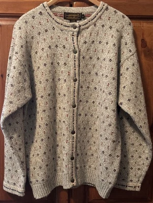 Cárdigan suéter geométrico tejido mezcla lana mezcla mujer Eddie Bauer vintage años 90 talla Lg Foto 1 de 4