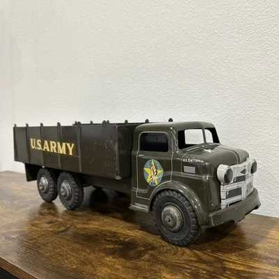 Vintage Marx Lumar US Army Troop Carrier Truck 18.5" Military Hauler 1950s Steel - Image 1 of 4