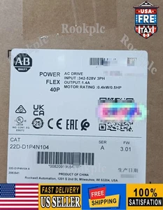 Allen-Bradley AB 22D-D1P4N104 PowerFlex 40 0.4kW 0.5Hp AC Drive 1PCS NEW IN BOX - Picture 1 of 1