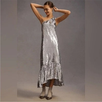 Anthropologie Maeve One-Shoulder Sequin Maxi Dress  NWT XS - Image 1 of 4