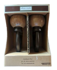 Allen + Roth Set of Curtain Holdback Pair Brass Finish Ceramic Knobs - Picture 1 of 3