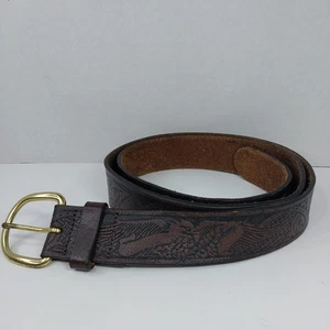 Vintage Herren Größe 42 Wrangler braun Leder Gürtel Weißkopfseeadler geprägt Cowboy Western - Bild 1 von 11