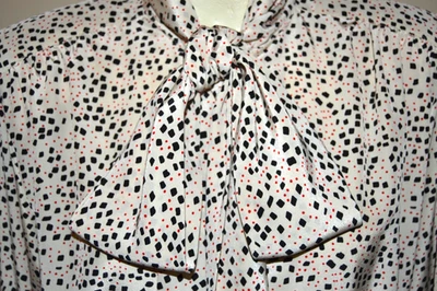 Blusa de polietileno vintage Evan Picone manga larga con lazo en el coño secretaria - talla 8 Foto 1 de 4