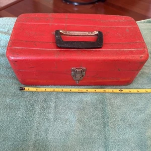vintage Union Red Tackle Box Fishing tool box metal - Picture 1 of 19