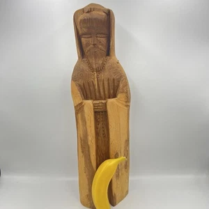 Leo Salazar Hand Carved 20.5" Wood Figure Statue Taos New Mexico Sculpture 1982 - Picture 1 of 18