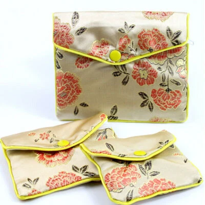 5 PIEZAS Brocado Chino Seda Bordado Bolsita Bolsa Joyería Estuche de Almacenamiento Monedero Foto 1 de 4