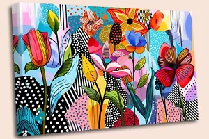 Stunning Flowers Beautiful Canvas Print Fresh Vibrant Colours Contemporary - Picture 1 of 7