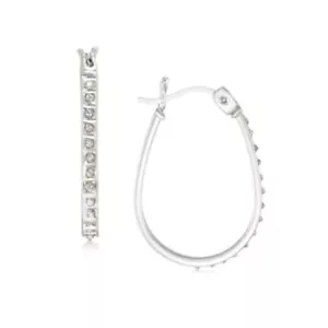 Giani Bernini Diamond Accent Oval Hoop Earrings in Platinum over Sterling Silver - Picture 1 of 6