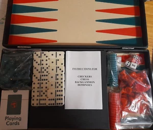 Bunnings Theme - Backgammon Draughts Dominos Chess Cards Game Set Vinyl Case. - Picture 1 of 3