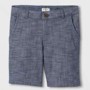 CAT & JACK Boys Flat Front Chino Stretch Shorts Blue Chambray - Picture 1 of 2