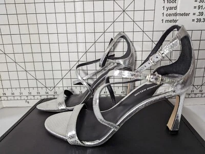 НОВЫЙ размер 9,5 М женщин Antonio Melani Hadley Stiletto каблуке сандалии серебро - Изображение 1 из 4