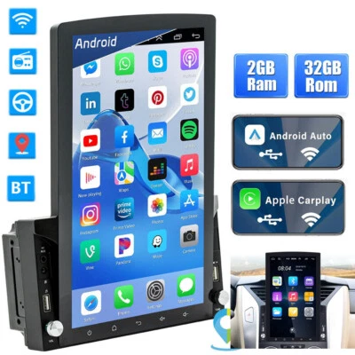 10.1" Vertical Car Stereo Radio Android 12 GPS Carplay Touch Screen 2 Din Player - Image 1 of 4