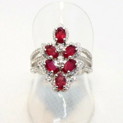 Blut Rubin CZ Ring 925 Silber 585 Weißgold vergoldet 17,2 mm 54 - Bild 1 von 4