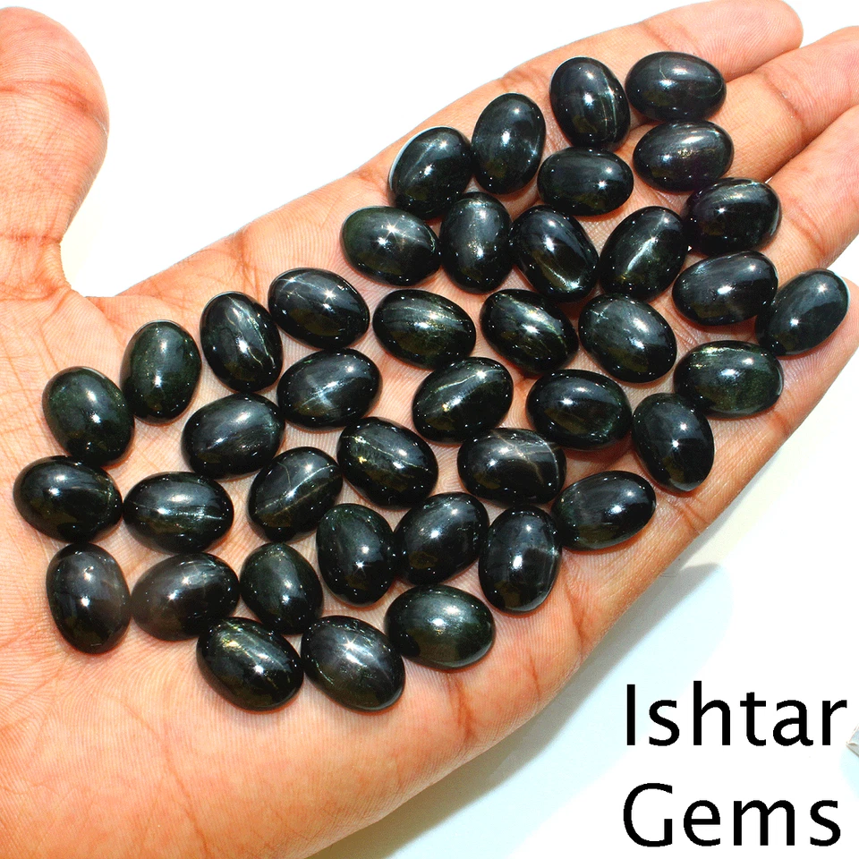 10 piezas piedras preciosas cabujón ovalado calibradas de diópsido estrella negra natural 16 mm x 12 mm Foto 1 de 4
