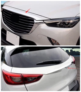 2pcs Chrome Front Hood + Rear Door Trunk Lid Cover Trim Fit Mazda CX-3 2016-2021 - Picture 1 of 11