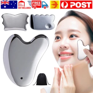Stainless Steel Gua Sha Massage Tool Facial Scraper Eye Roller Massager Shaping - Picture 1 of 16